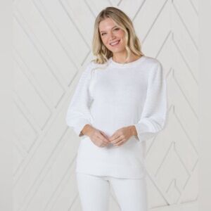 Sail to Sable White Puff Sleeve Sweater